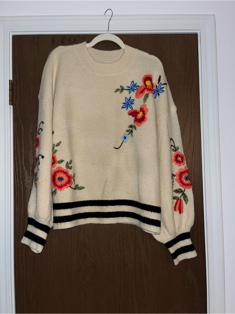 Anthropologie Harlyn Gardenstripe Embroidered Pullover size Large - Picture 12 of 13